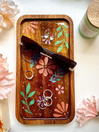 Hand Painted Floral Bamboo Catchall Tray