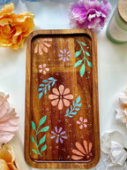 Hand Painted Floral Bamboo Catchall Tray