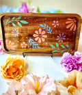 Hand Painted Floral Bamboo Catchall Tray